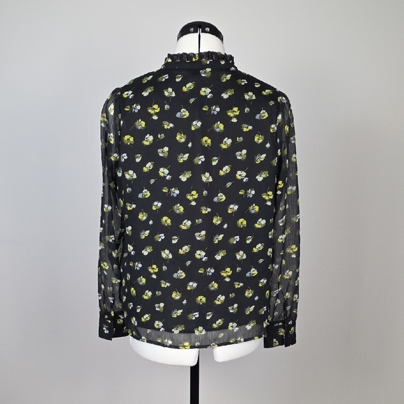 Banana Republic β Sheer Floral Ruffle-Neck Blouse - Small - Picture 7 of 11